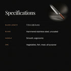 Japanese-Style Hammered Stainless Steel Chef’s Knife specifications