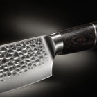 Close-up of the japanese hammered utility knife blade and handle