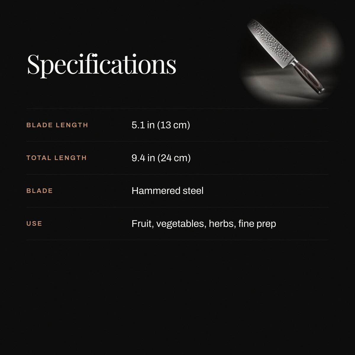 Japanese Hammered Utility Knife specifications