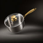 Okura titanium saucepan, Limited Edition with gold-coloured handle and lid knob