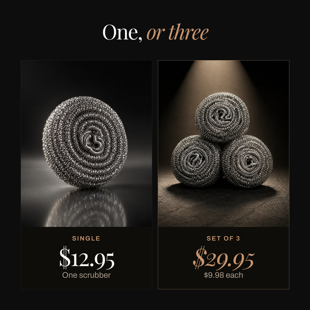 Single scrubber $12.95 or set of 3 for $29.95