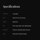 Pan scrubber specifications