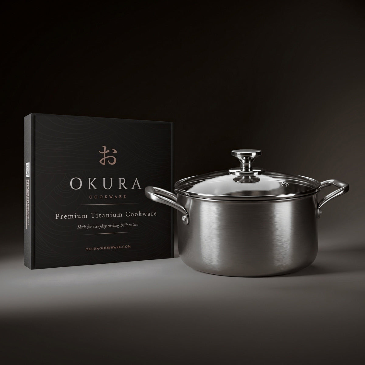 Okura titanium cooking pot next to the Okura gift box