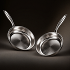 Two identical same-size Okura hammered titanium pans