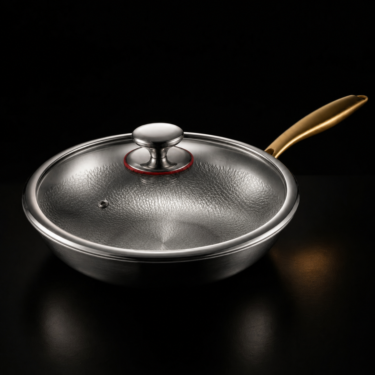 Hand-Hammered Titanium Wok Pan with Flat Base | Limited Edition