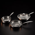 Hand-Hammered Titanium Stir-Fry Set with 1 Lid (8, 8 & 10 Inch)