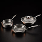 Hand-Hammered Titanium Stir-Fry Set with 1 Lid (8, 8 & 10 Inch)