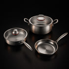 Hand-Hammered Titanium Stir-Fry Set with 1 Lid (8, 8 & 10 Inch)