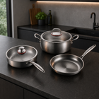 Hand-Hammered Titanium Stir-Fry Set with 1 Lid (8, 8 & 10 Inch)