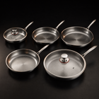 Hand-Hammered Titanium Frying Pan Bundle with 2 Lids (5 Sizes, 8–12 Inch)