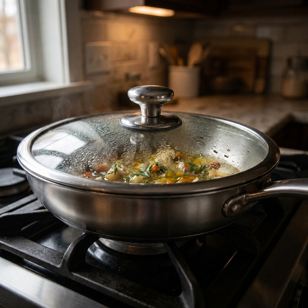 Hand-Hammered Titanium Frying Pan Bundle with 2 Lids (5 Sizes, 8–12 Inch)