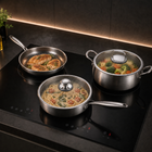 Hand-Hammered Titanium Premium Cooking Set with 2 Lids (8, 9 & 10 Inch)