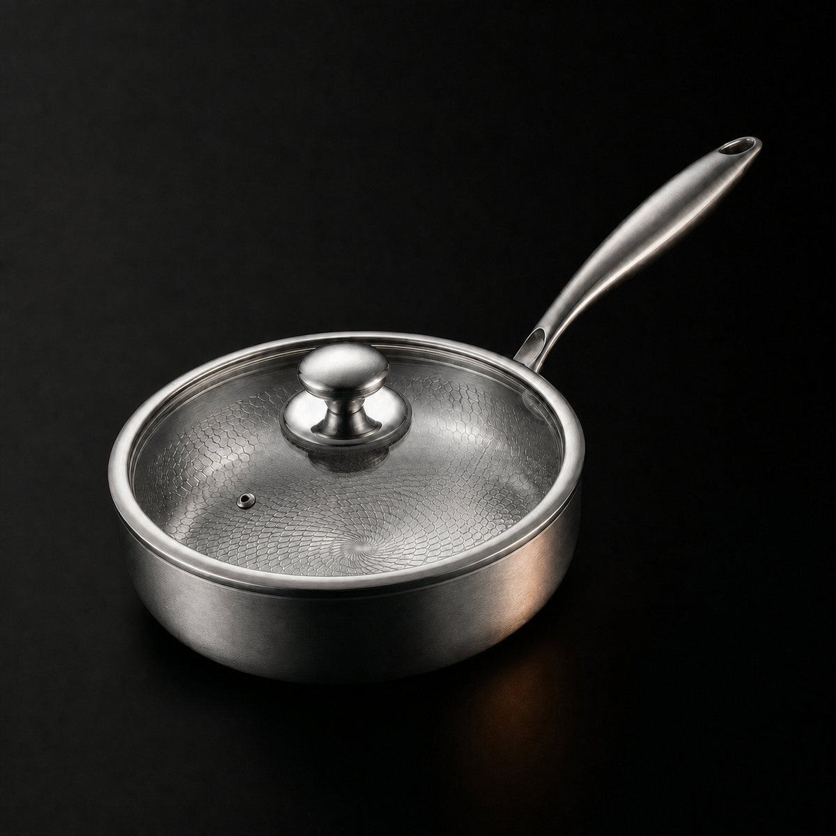 Hand-Hammered Titanium Premium Cooking Set with 2 Lids (8, 9 & 10 Inch)