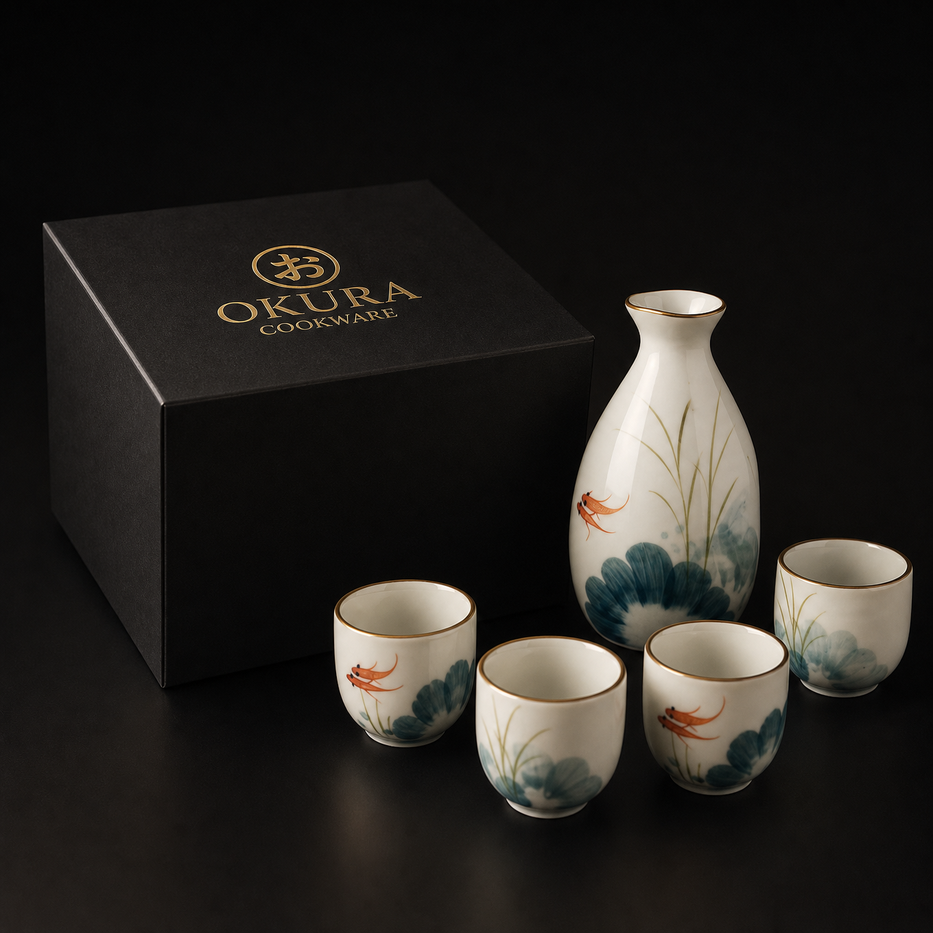 Japanese Goldfish Ceramic Sake Set