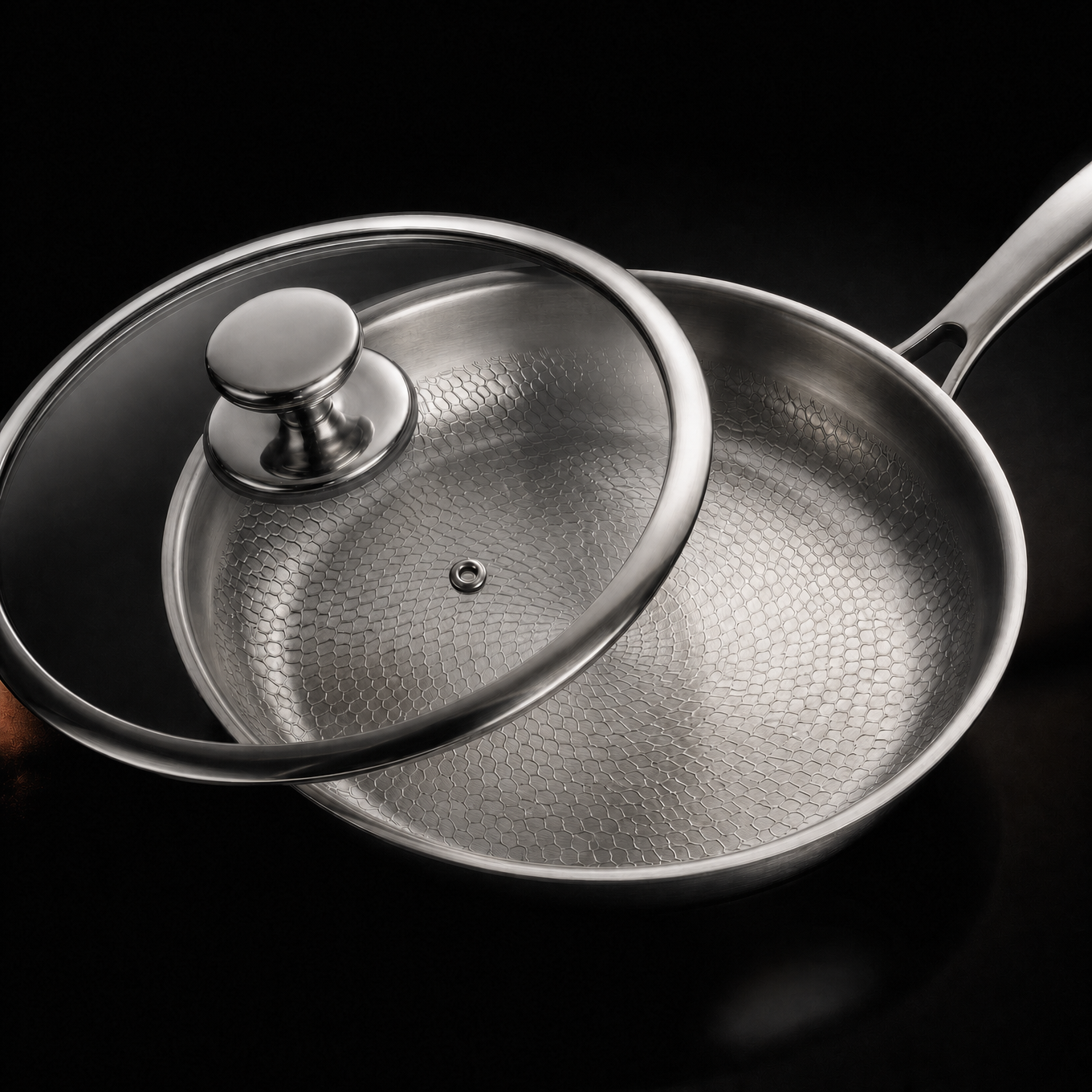 Tempered glass lid, sized to the pan