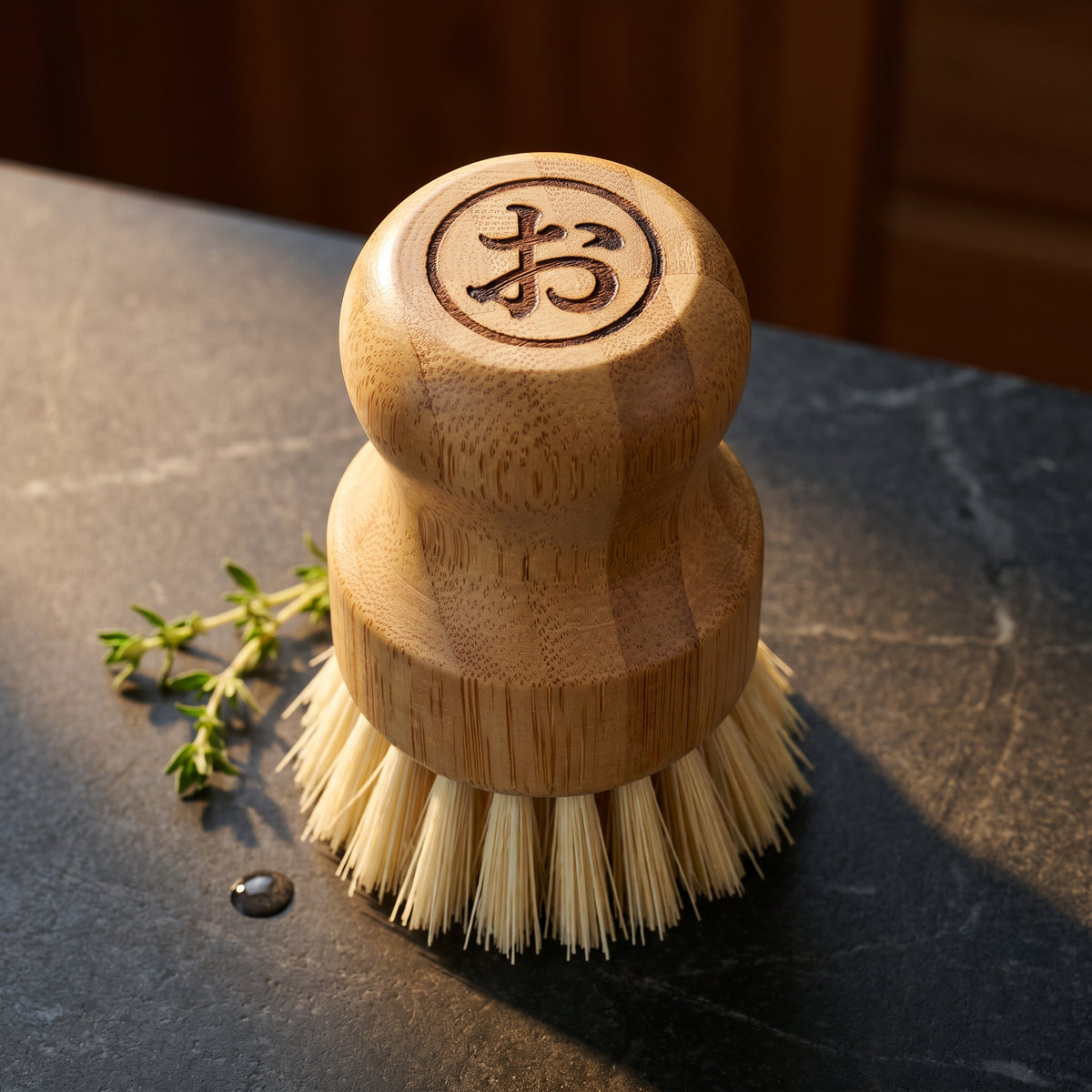 Organic bamboo tawashi dish brush, Okura Cookware