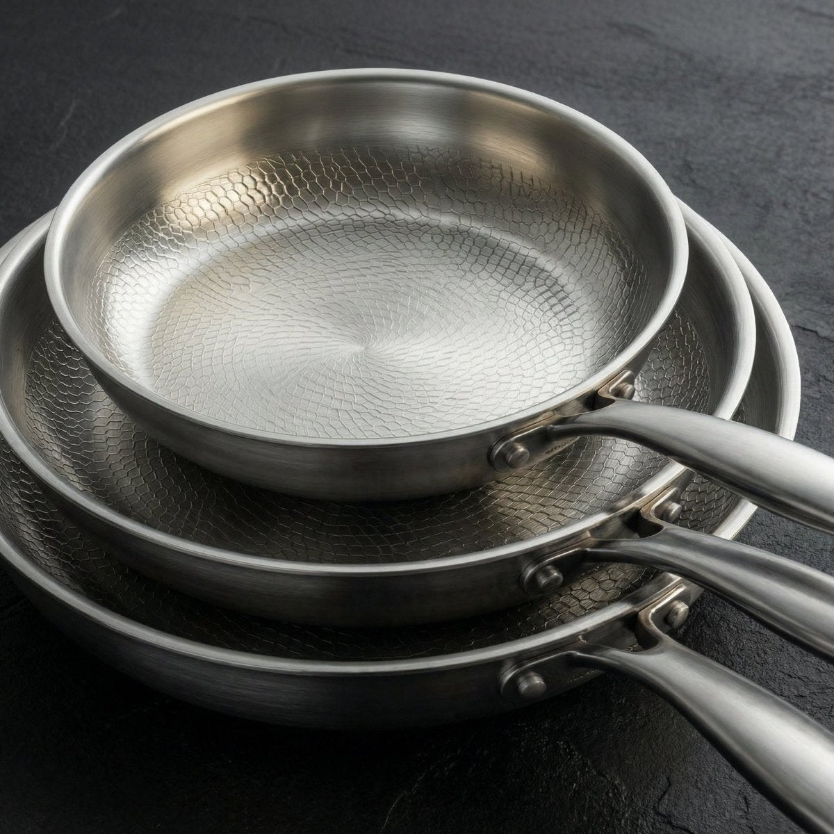 Hand-Hammered Titanium Pan - 3-piece set – Okura Cookware