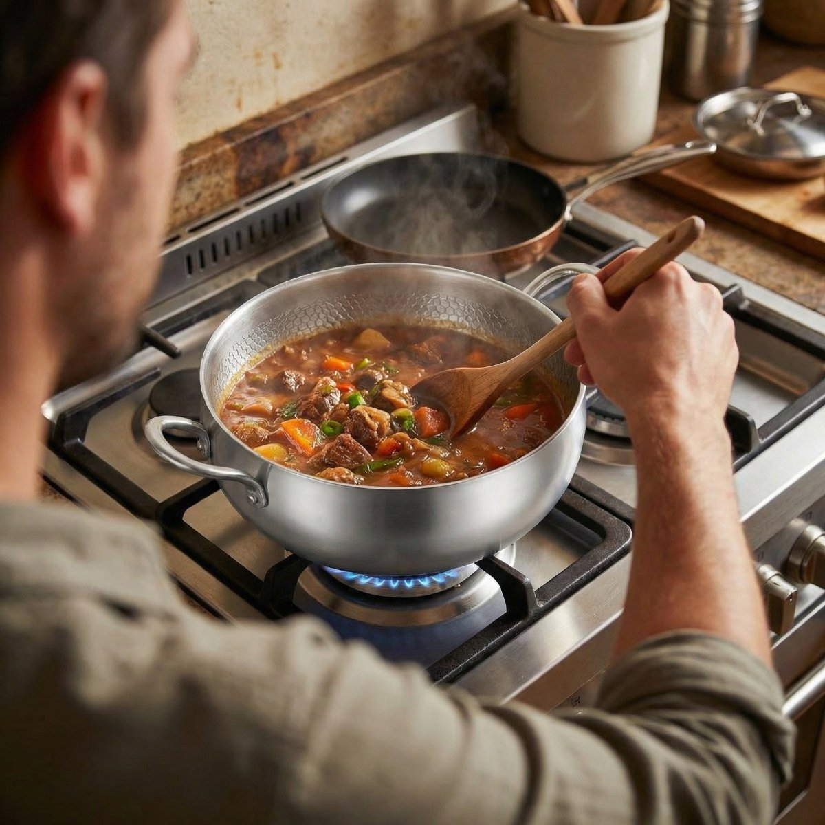 Hand-Hammered Deep Titanium Pot – Okura Cookware