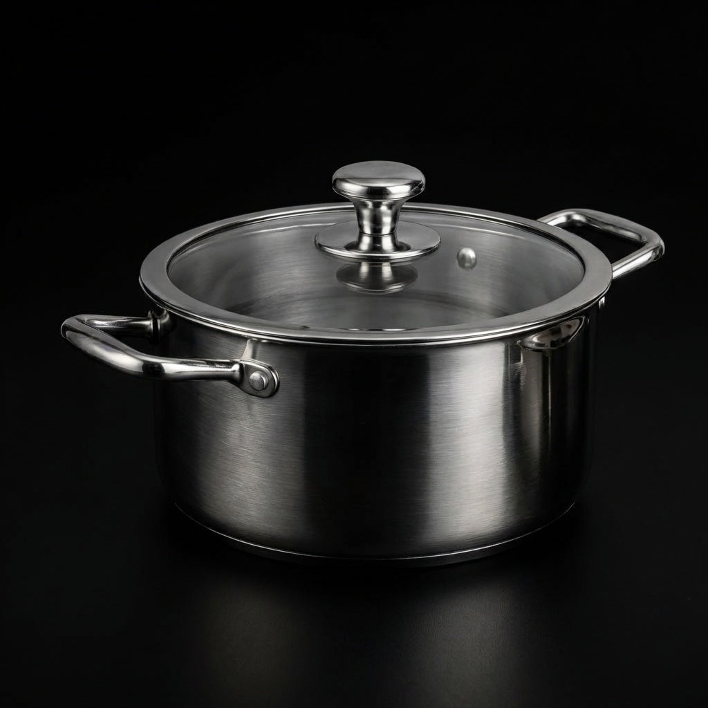 Hand-hammered titanium cooking pot with lid, Okura Cookware