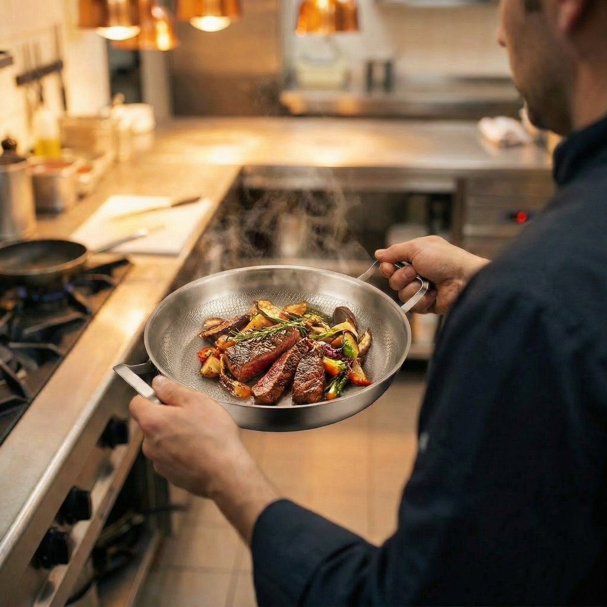 Hand-Hammered Titanium Pan with Two Handles – Okura Cookware