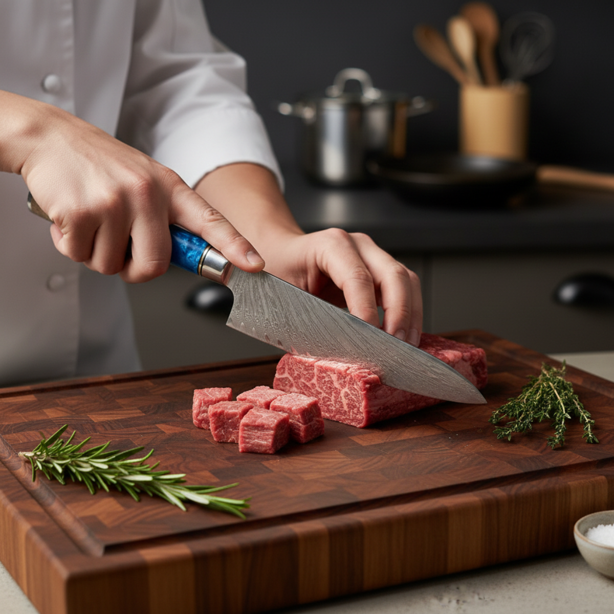 Japanese Hammered Damascus Chef’s Knife – 7.9 inch (20 cm) Precision Blade